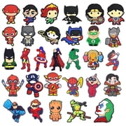 IVASKY 30 Pcs Superhero Shoe Charms for Croc Clogs, Comic Hero Decoration Pins for Kids Boys Girls, PVC Bulk Pack Party Favor Gifts