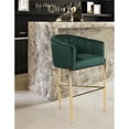 thumbnail image 1 of Ivah Bar Stool Chair with Velvet Upholstered Shelter Arm Shell Design 3 Legged Gold Tone Solid Metal Base, Modern Contemporary, Green, 1 of 1