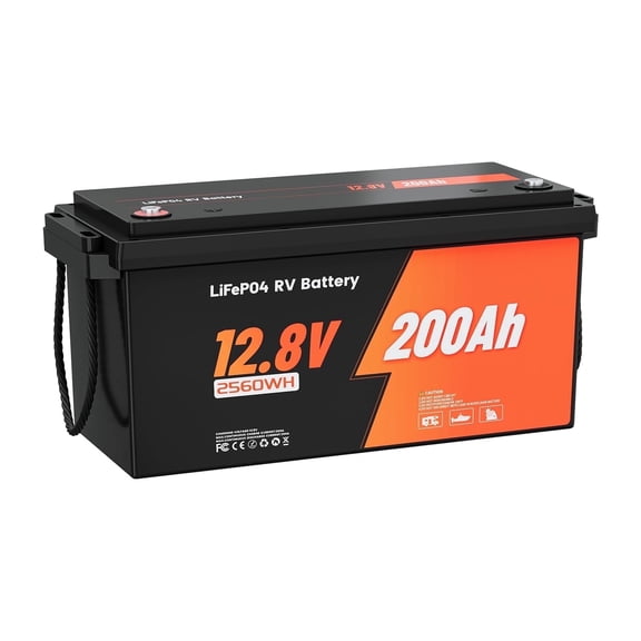 Edlbaegy 12V Lithium Battery 200A Lifepo4 Battery Built-in 200A BMS Max 2560W Power Output Perfect for RV, Solar, Marine, Off-Grid