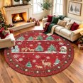 thumbnail image 1 of Ivalue Christmas 6ft Round Rug Washable Decorative Red Circle Rugs for Living Room Non Skid Christmas Tree Print Round Carpet for Holiday Decor, 1 of 11