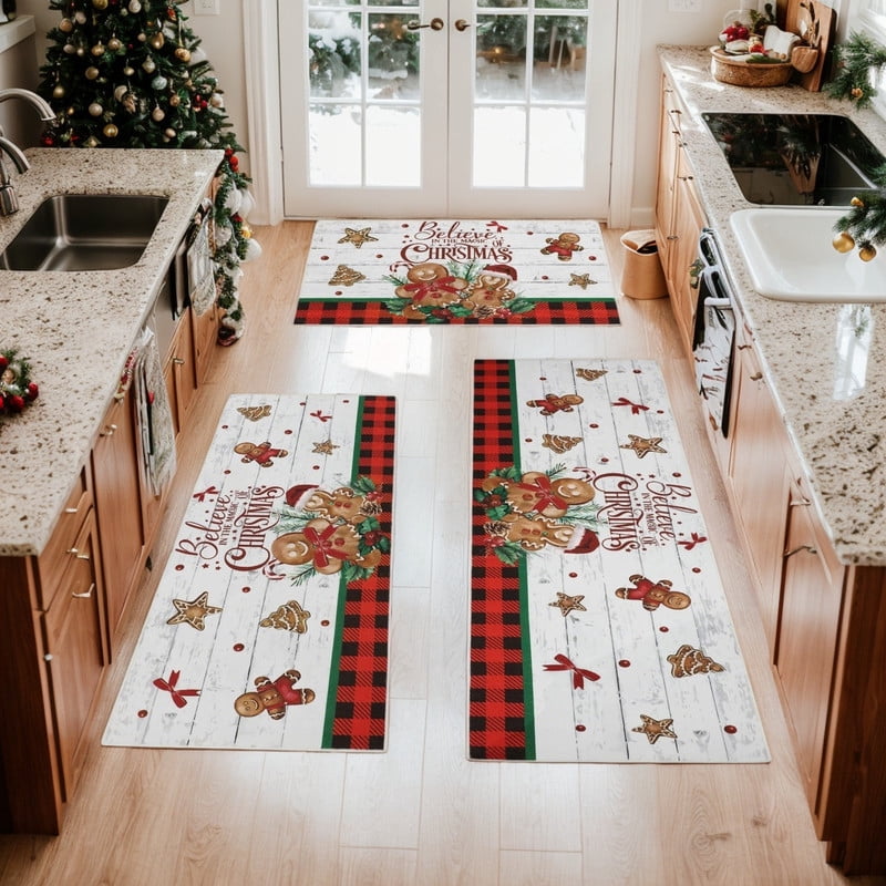 Ivalue Christmas Kitchen Rugs Sets 3 Piece Washable Kitchen Rugs and ...