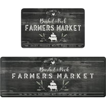 Ivalue Farmhouse Kitchen Rug Set of 2 Non Slip Kitchen Rug Sets Cushioned Anti Fatigue Floor Mats Heavy Duty Standing Mats for Kitchen Entryway Bathroom Bedroom17"x28" 17"x47"(Black)
