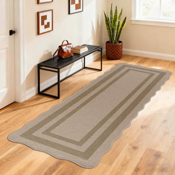Ivalue Hallway Runner 2x6 Non Slip Kitchen Runner Rug Washable Brown