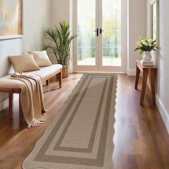Ivalue Hallway Runner 2x8 Non Slip Kitchen Runner Rug Washable Brown