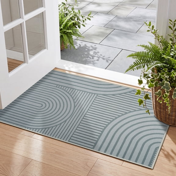 Ivalue Sturdy Front Door Mat 35" x 23" Welcome Door Mats,Non Slip Entry Mat Washable Absorbent Doormat Entryway Carpet for Floor,Grey