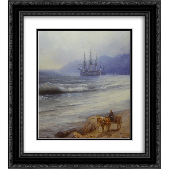 Ivan Aivazovsky 2x Matted 20x24 Black Ornate Framed Art Print 'Rush'