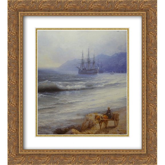 Ivan Aivazovsky 2x Matted 20x24 Gold Ornate Framed Art Print 'Rush'