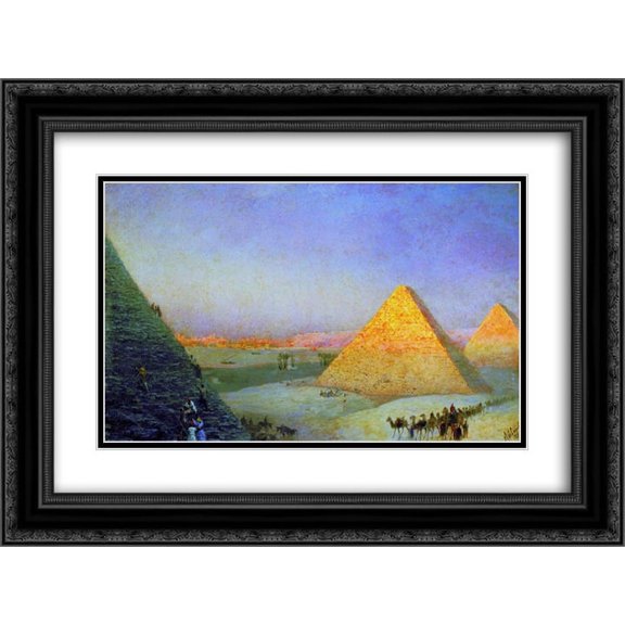 Ivan Aivazovsky 2x Matted 24x18 Black Ornate Framed Art Print 'Pyramids'