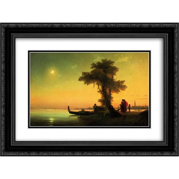 Ivan Aivazovsky 2x Matted 24x18 Black Ornate Framed Art Print 'View on lagoon of Venice'