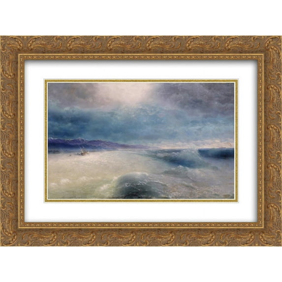 Ivan Aivazovsky 2x Matted 24x18 Gold Ornate Framed Art Print 'After the storm'