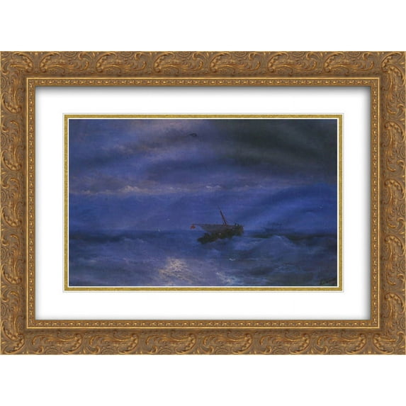 Ivan Aivazovsky 2x Matted 24x18 Gold Ornate Framed Art Print 'Caucasus from the Sea'