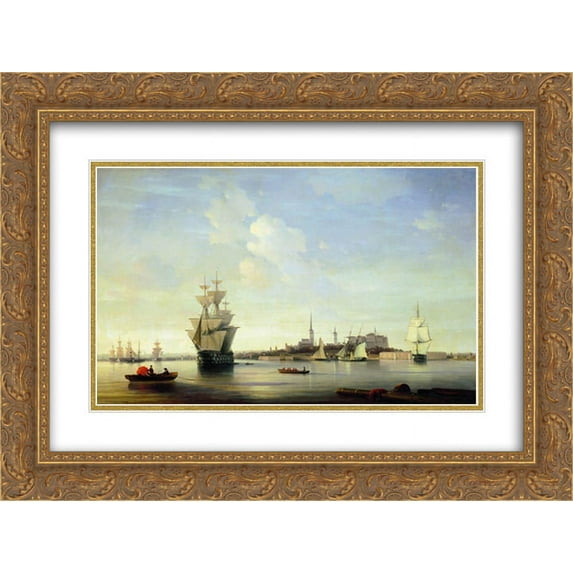 Ivan Aivazovsky 2x Matted 24x18 Gold Ornate Framed Art Print 'Reval'