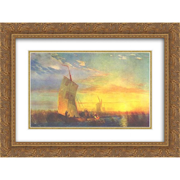 Ivan Aivazovsky 2x Matted 24x18 Gold Ornate Framed Art Print 'Rush on Dnieper near Aleshki'