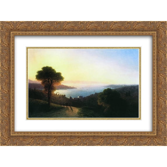 Ivan Aivazovsky 2x Matted 24x18 Gold Ornate Framed Art Print 'View of the Bosporus'