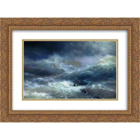 Ivan Aivazovsky 2x Matted 24x18 Gold Ornate Framed Art Print 'Wave'