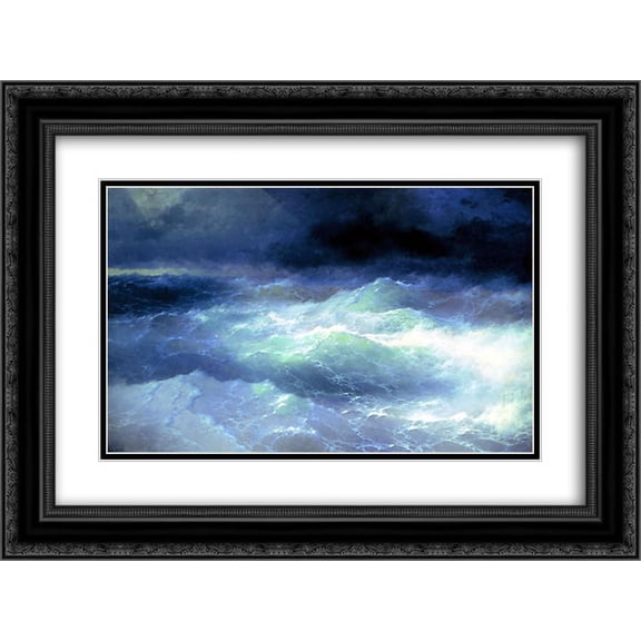Ivan Aivazovsky 2x Matted 24x20 Black Ornate Framed Art Print 'Between the waves'