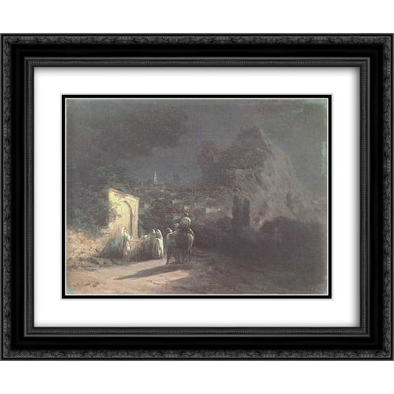 Ivan Aivazovsky 2x Matted 24x20 Black Ornate Framed Art Print 'Lunar night at the spring'
