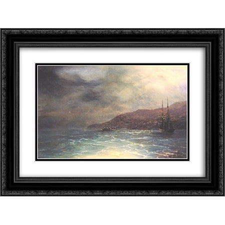 Ivan Aivazovsky 2x Matted 24x20 Black Ornate Framed Art Print 'Nocturnal voyage'