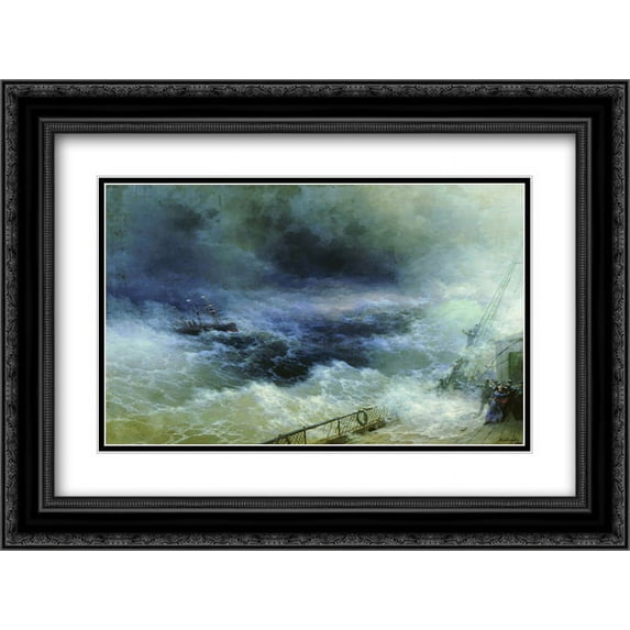 Ivan Aivazovsky 2x Matted 24x20 Black Ornate Framed Art Print 'Ocean'