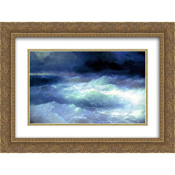 Ivan Aivazovsky 2x Matted 24x20 Gold Ornate Framed Art Print 'Between the waves'