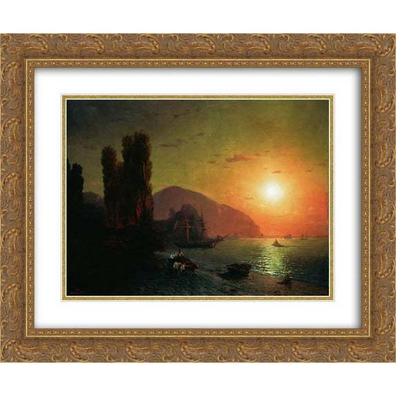 Ivan Aivazovsky 2x Matted 24x20 Gold Ornate Framed Art Print 'Crimean view. Ayu-Dag'
