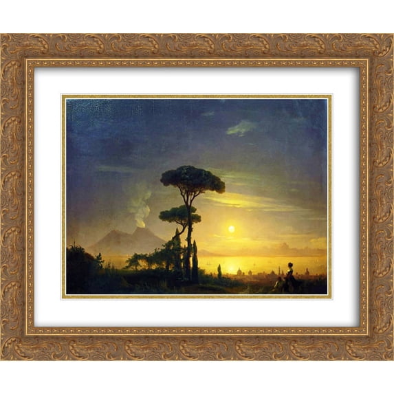 Ivan Aivazovsky 2x Matted 24x20 Gold Ornate Framed Art Print 'The Bay of Naples'