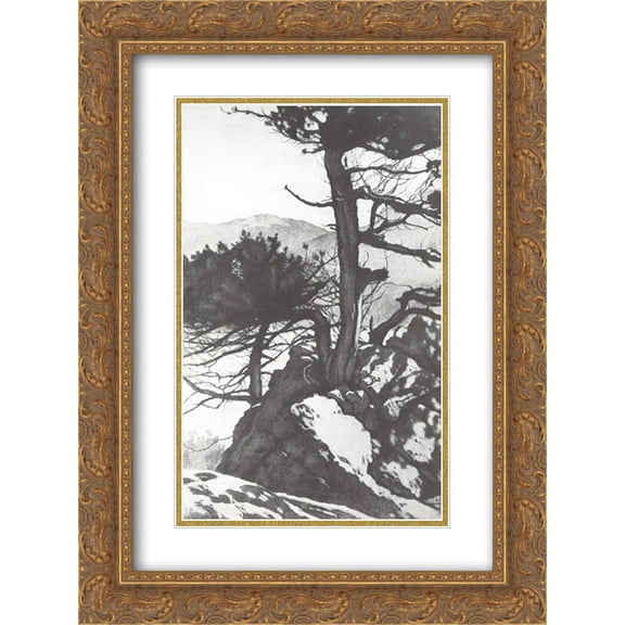 Ivan Bilibin 2x Matted 18x24 Gold Ornate Framed Art Print 'Crimea. Old juniper'