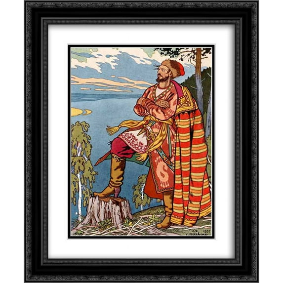 Ivan Bilibin 2x Matted 20x24 Black Ornate Framed Art Print 'Stepan Razin'