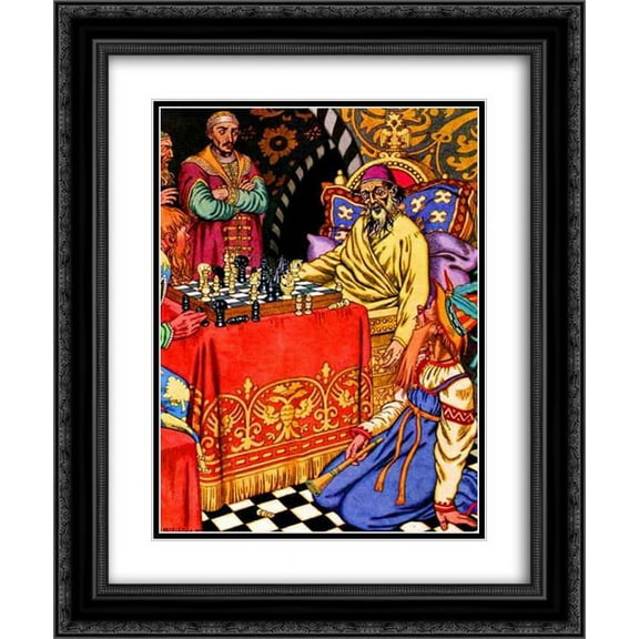 Ivan Bilibin 2x Matted 20x24 Black Ornate Framed Art Print 'The Death of Ivan the Terrible'
