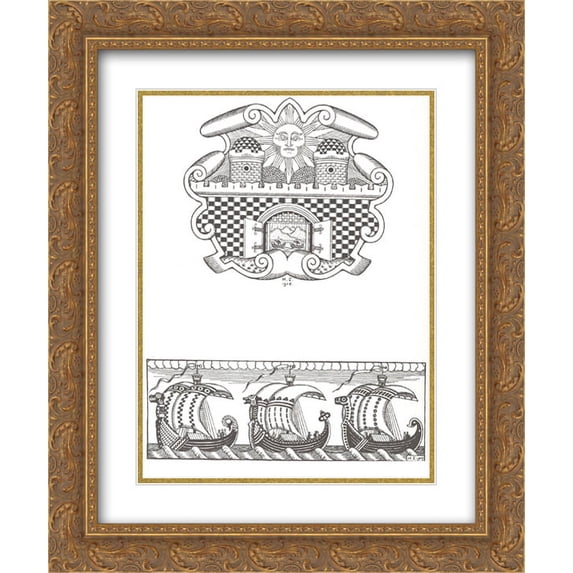 Ivan Bilibin 2x Matted 20x24 Gold Ornate Framed Art Print 'Illustration for the book Russian school of painting, Illustration for the epic Sadko - a rich guest'