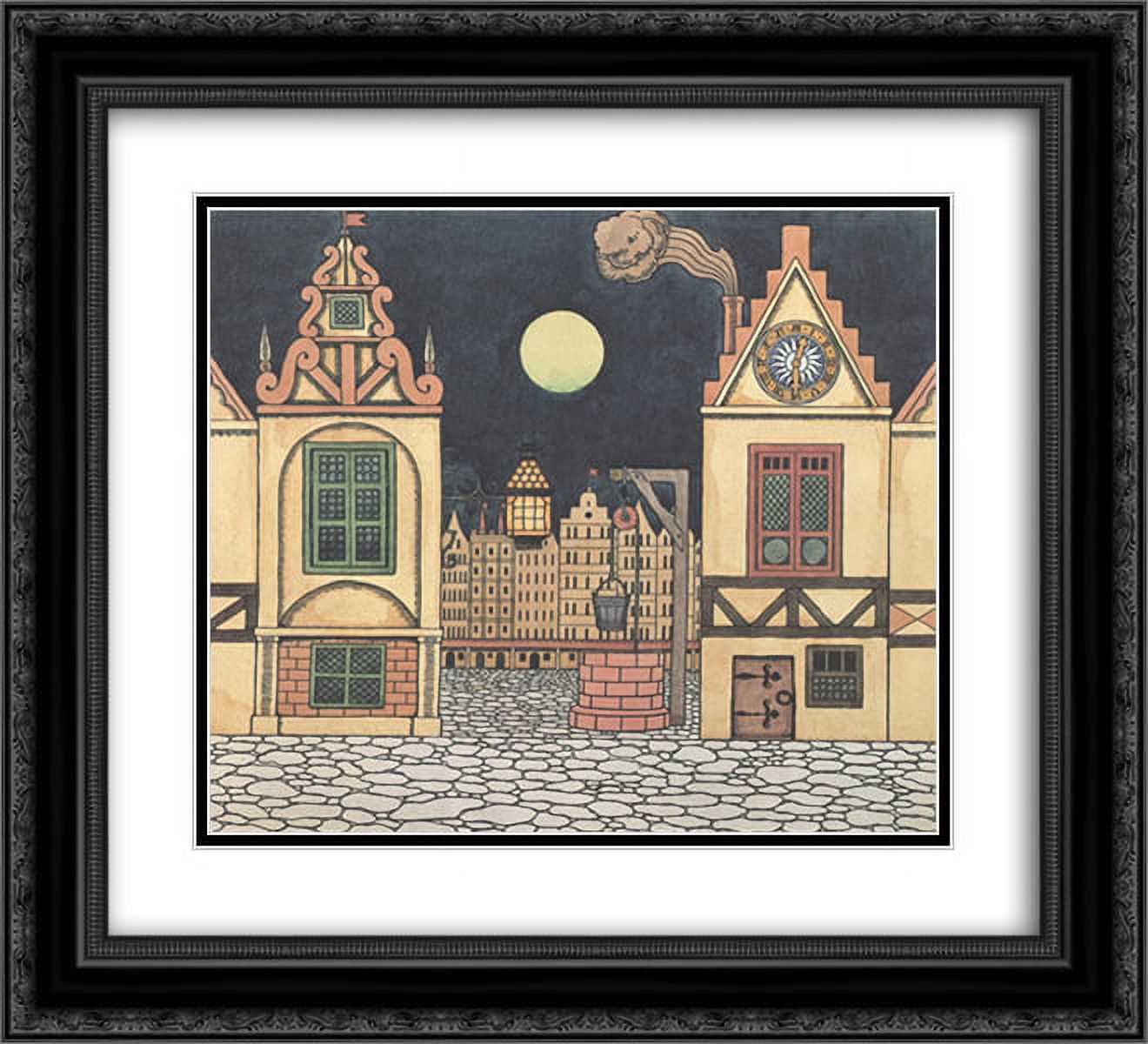 Ivan Bilibin 2x Matted 22x20 Black Ornate Framed Art Print 'Sketch for the spectacle, Honor and Revenge, by Fiodor Sollogub'