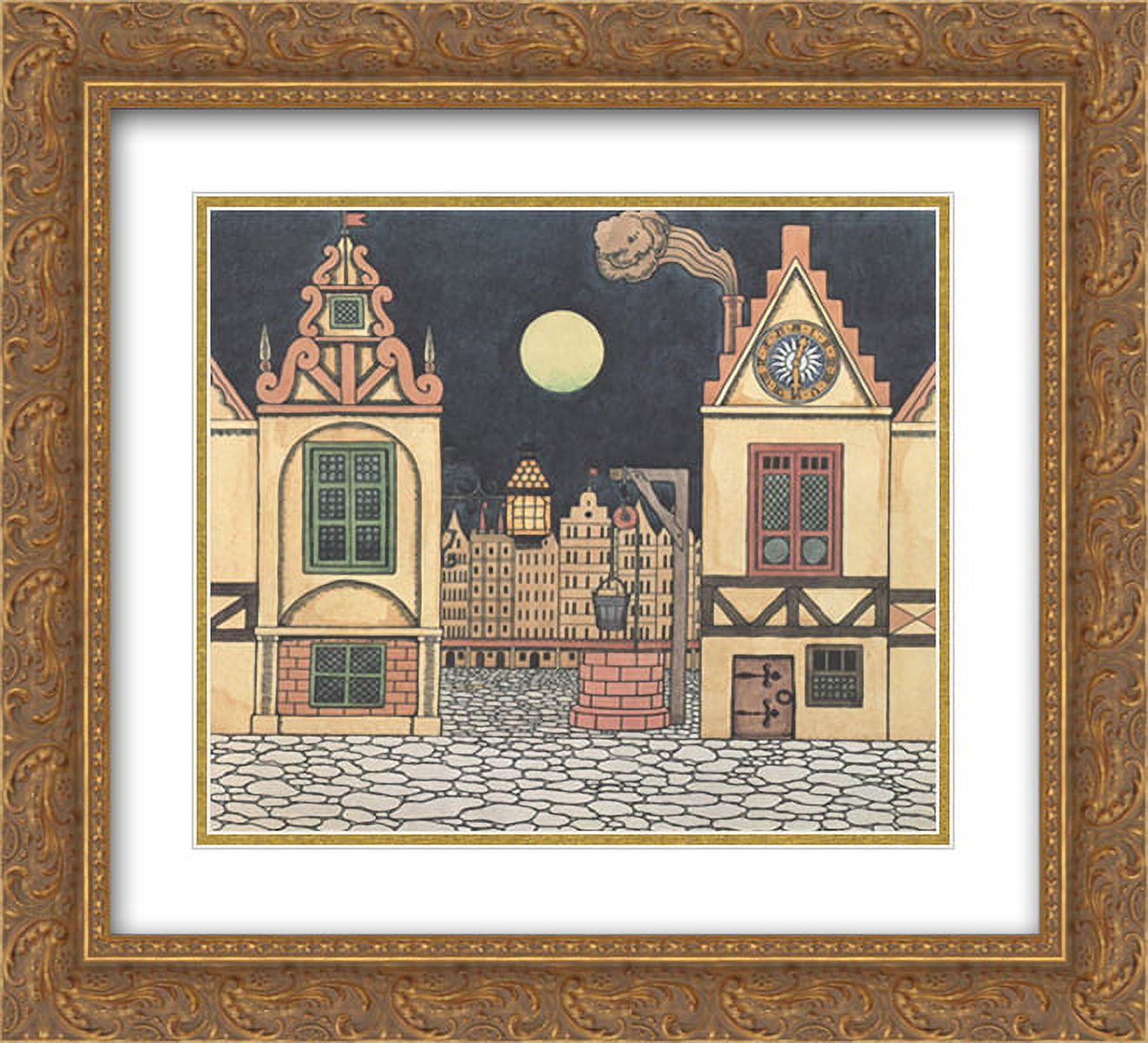 Ivan Bilibin 2x Matted 22x20 Gold Ornate Framed Art Print 'Sketch for the spectacle, Honor and Revenge, by Fiodor Sollogub'