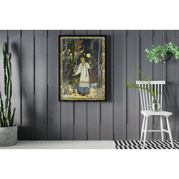 Ivan Bilibin Vasilisa the Beautiful Poster Art Reproduction Art Nouveau Wall Art Russian Art Print, Unframed Canvas 12x16in