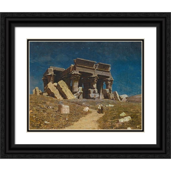 Ivan Fedorovich Choultse 24x20 Black Ornate Framed Double Matted Museum Art Print Titled: The Ruined Temple of Kom Ombo, Egypt