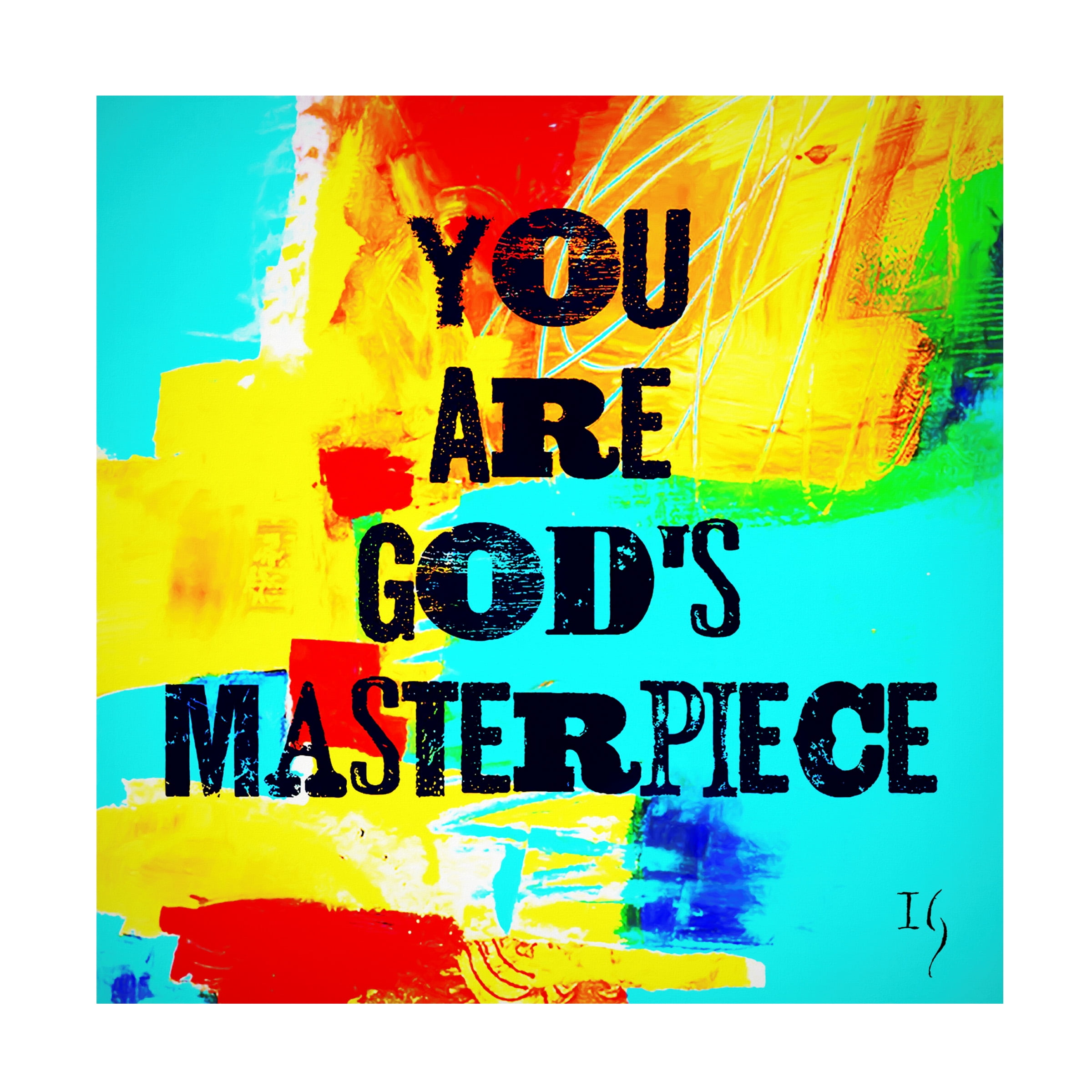 18" x 18" Multicolor Abstract Canvas Art with Inspirational Quote