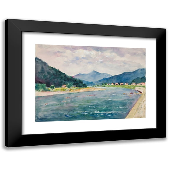 Ivan Ivanec 14x11 Black Modern Framed Museum Art Print Titled - Mountain Landscape with the River (1943)
