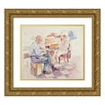 thumbnail image 1 of Ivan Ivanec 14x12 Gold Ornate Wood Frame and Double Matted Museum Art Print Titled - Study of the Stage in the Interior - a Man Sitting at the Table and a Woman Sitting on a Chair (1944), 1 of 4