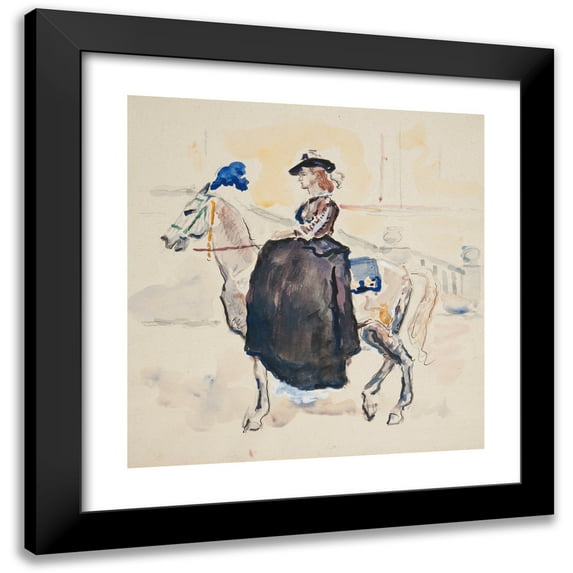 Ivan Ivanec 15x15 Black Modern Framed Museum Art Print Titled - Amazon on a Horse in a Historical Costume (1940)