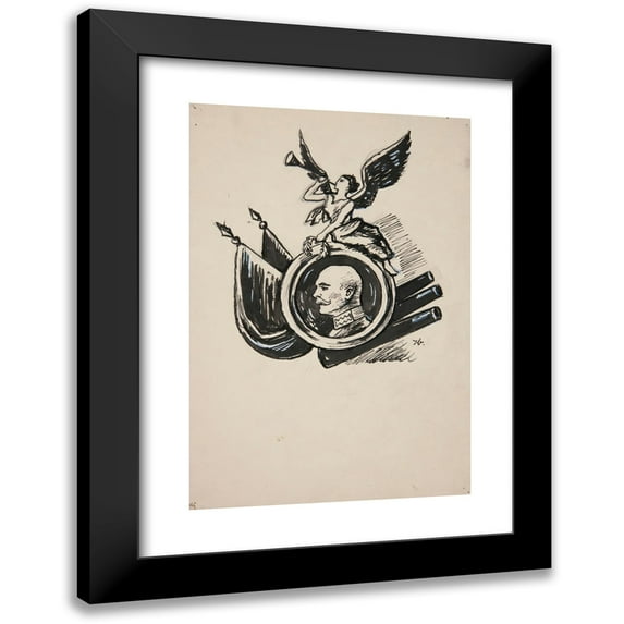 Ivan Ivanec 17x24 Black Modern Framed Museum Art Print Titled - Panoplium with the Image of Emperor Franz Jozef I (1914-1920)