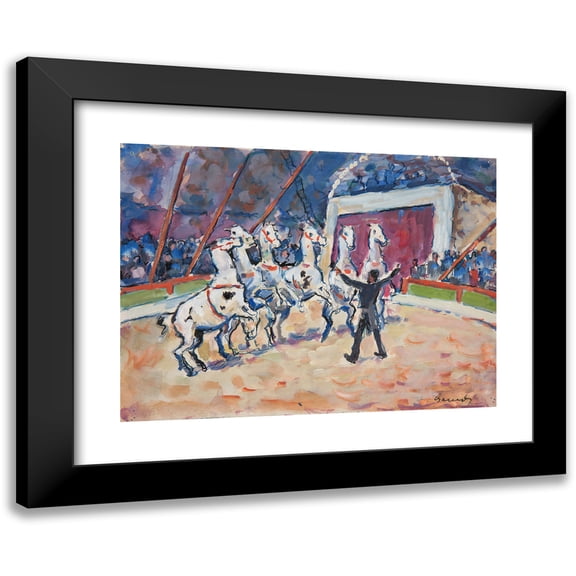 Ivan Ivanec 18x14 Black Modern Framed Museum Art Print Titled - Circus Scene - Horse Training Show (1932)
