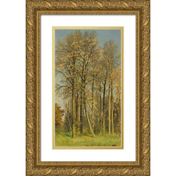 Ivan Ivanovich Shishkin 12x18 Gold Ornate Wood Frame and Double Matted Museum Art Print Titled - Rowan Trees in Autumn (1892)