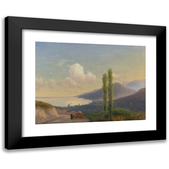 Ivan Konstantinovich Aivazovsky 14x11 Black Modern Framed Museum Art Print Titled - The Road to Gurzuf, Crimea (circa 1878)