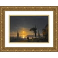 thumbnail image 1 of Ivan Konstantinovich Aivazovsky 14x11 Gold Ornate Wood Frame and Double Matted Museum Art Print Titled - The Galata Tower by Moonlight ( 1845), 1 of 4