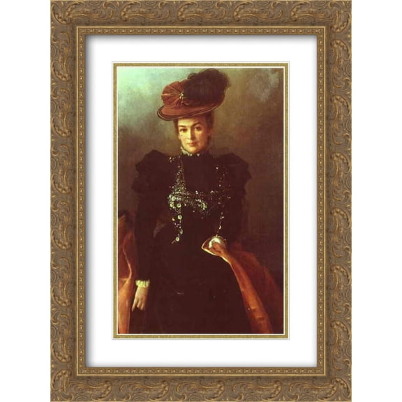 Ivan Kramskoy 2x Matted 18x24 Gold Ornate Framed Art Print 'Portrait of an Unknown Woman'