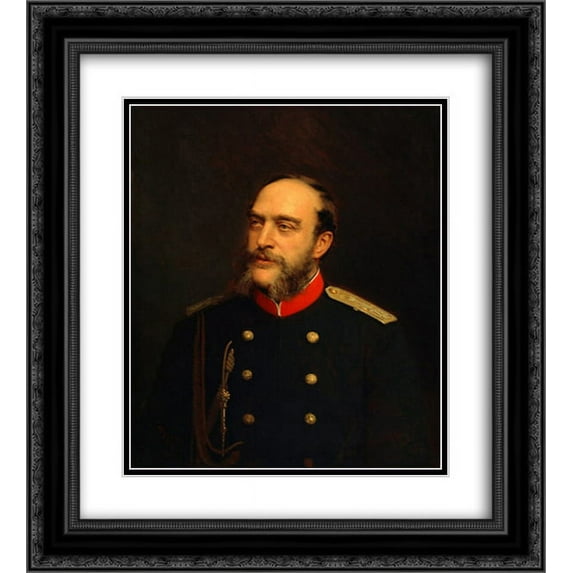 Ivan Kramskoy 2x Matted 20x24 Black Ornate Framed Art Print 'Georg August von Mecklenburg Strelitz'