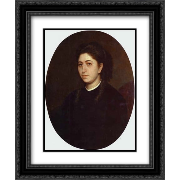 Ivan Nikolaevich Kramskoi 2x Matted 20x24 Black Ornate Framed Art Print 'Portrait of a Young Woman Dressed in Black Velvet'