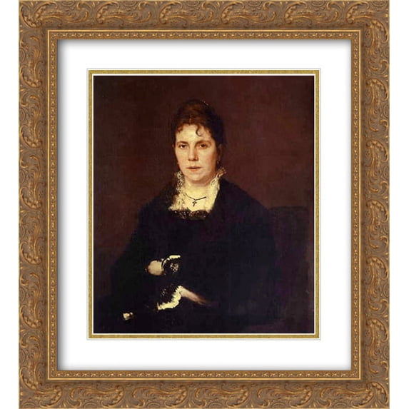 Ivan Nikolaevich Kramskoi 2x Matted 20x24 Gold Ornate Framed Art Print 'Portrait of Sophia Kramskaya, the Artist's Wife'