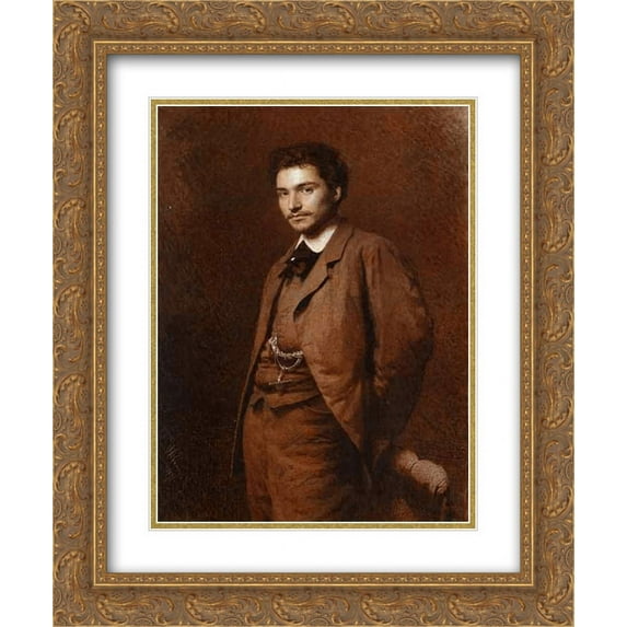 Ivan Nikolaevich Kramskoi 2x Matted 20x24 Gold Ornate Framed Art Print 'Portrait of the Artist Feodor Vasilyev'