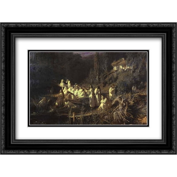 Ivan Nikolaevich Kramskoi 2x Matted 24x18 Black Ornate Framed Art Print 'Mermaids'