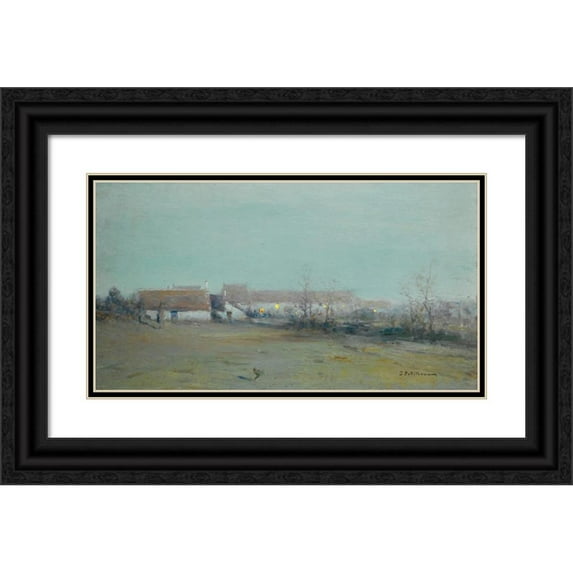 Ivan Pavlovich Pokhitonov 18x12 Black Ornate Wood Framed Double Matted Museum Art Print Titled - Farm at Dusk